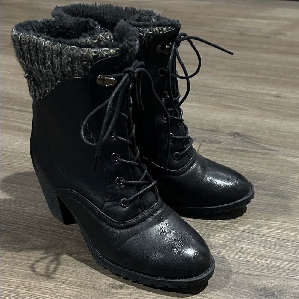 Elegant Black Lace-Up Boots for Women